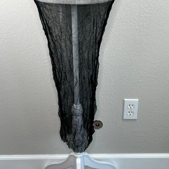 PrettyLittleThing Black Sheer Crush Cowl Neck Swim Cover Maxi Beach Dress 0 NWT - Picture 9 of 12